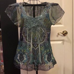 One World pretty boho paisley blouse